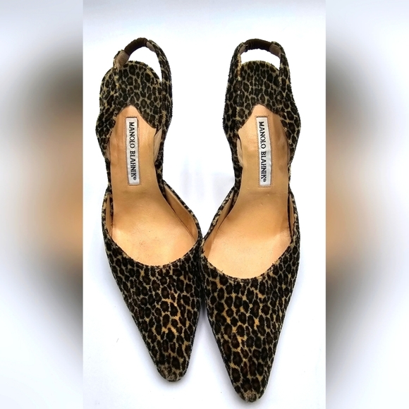 Manolo Blahnik Shoes - Manolo Blahnik Womens Size 40/8.5 Animal Print Slingback Pumps